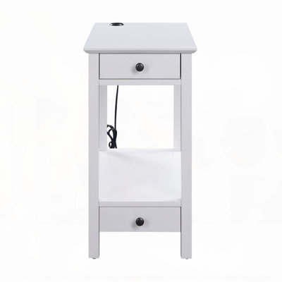 Table d'appoint blanche avec rangement USB