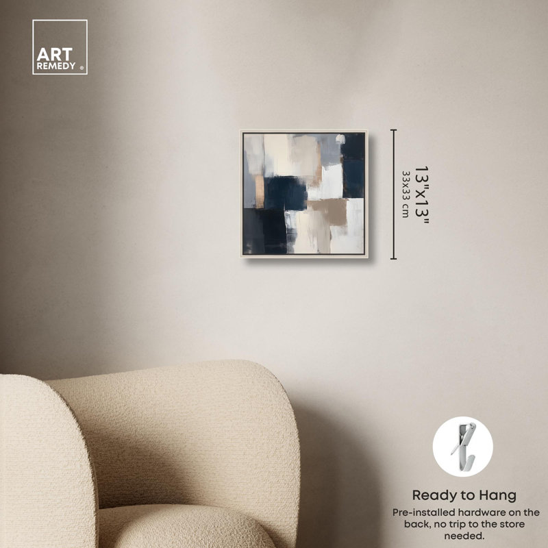 Toile «Blue Undertone III» par Art Remedy, H 13 po x l 13 po, Noir, Cadre flottant