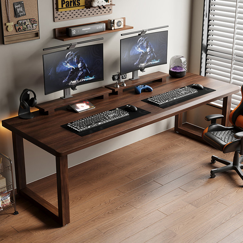 Noyer noir rectangulaire en bois massif avec bureau, H 29,53 po x l 70,87 po x P 31,5 po, Noir noyer
