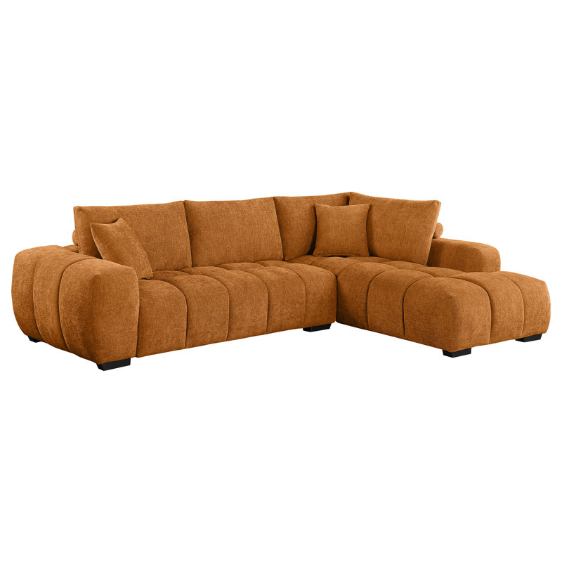 Canapé modulaire à méridienne rembourré Inverness, Tissu orange