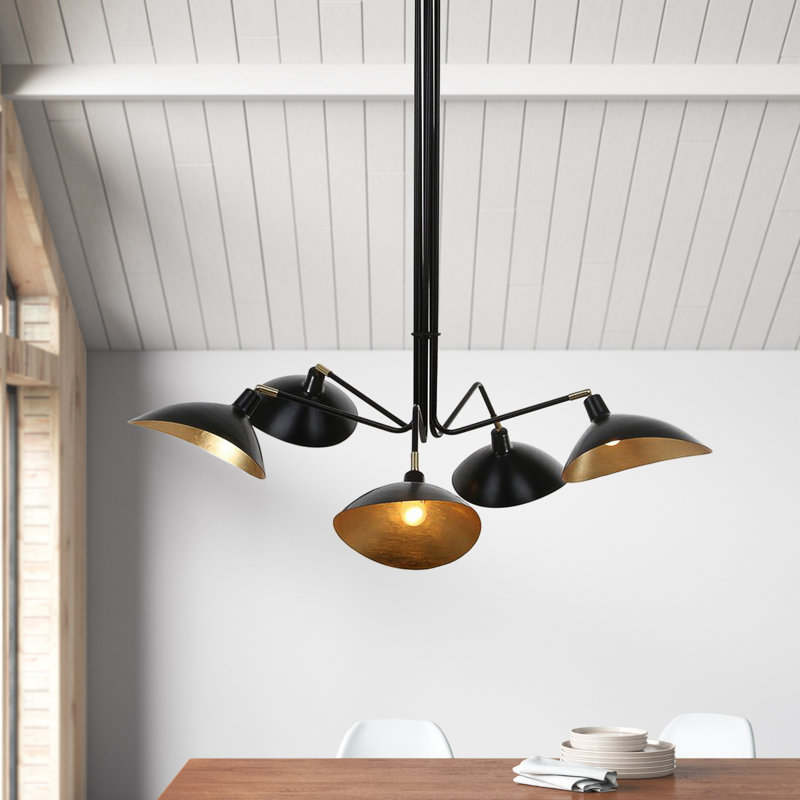 Duke 5 - Light Dimmable Geometric Chandelier, Black