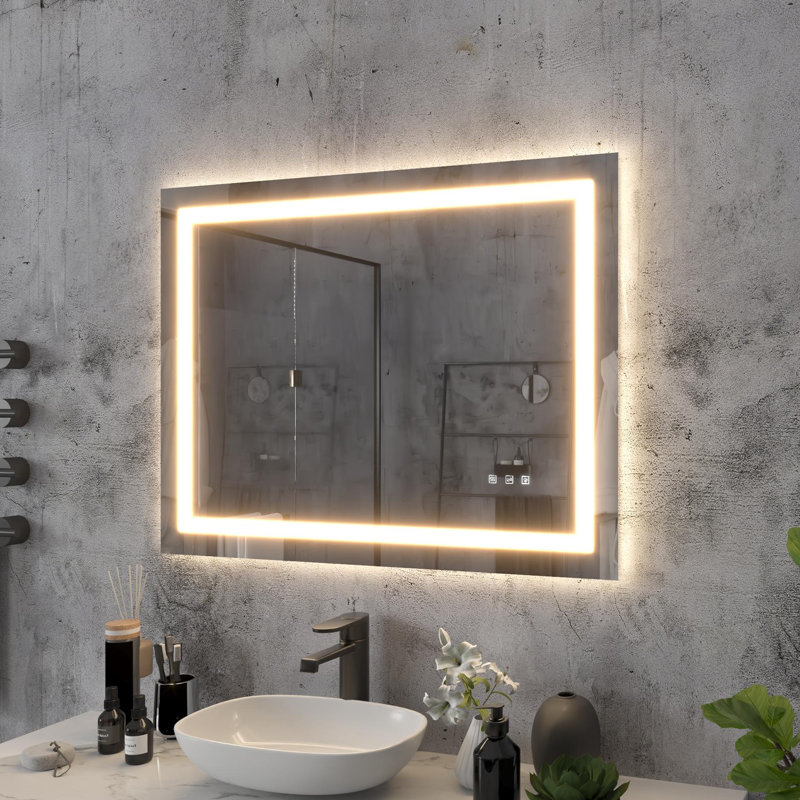 Miroir de salle de bain à DEL sans cadre, 36 po x 30 po