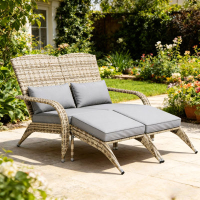 Chaise longue d'extérieur avec dossier haut