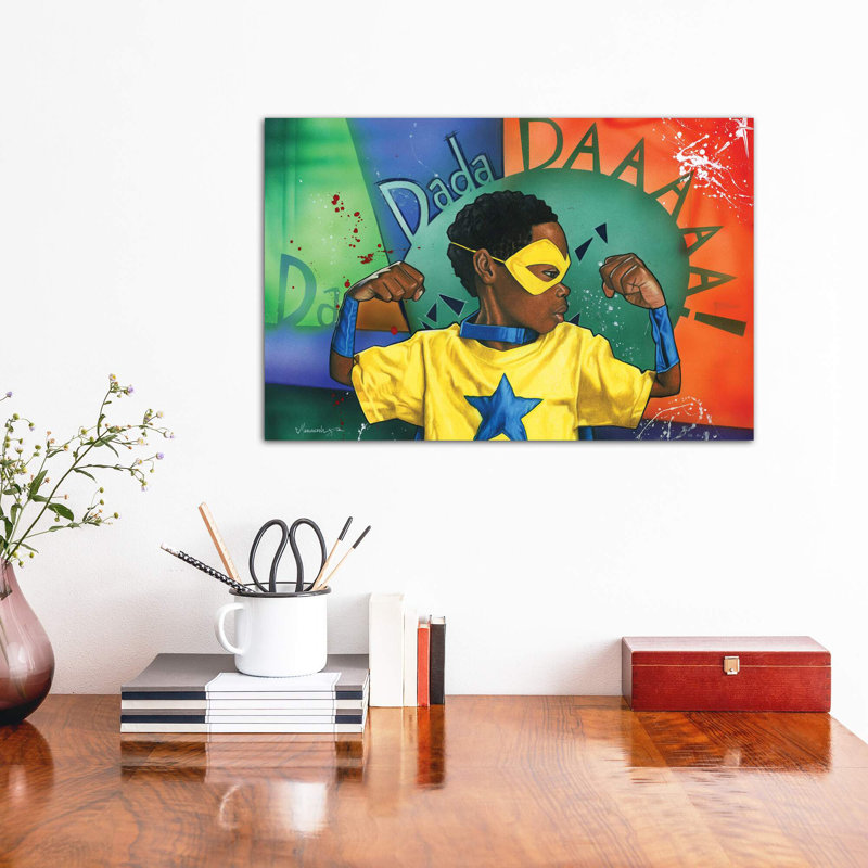 «Da Dada Daaa» par Manasseh Johnson - impression d'art graphique, Pas de tapis, H 26 po x l 40 po x 1,5 po, Toile tendue