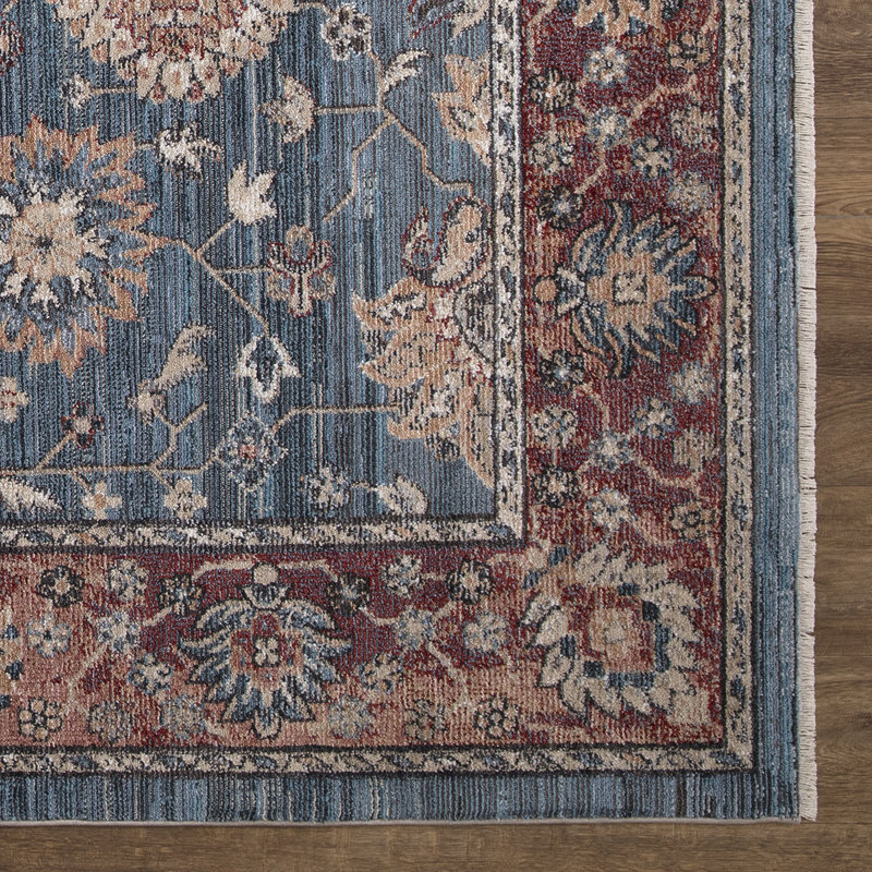 Tapis bleu antique Pandora, Rectangle 5 pi 3 po x 7 pi 3 po