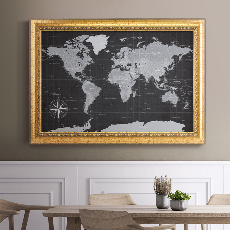 Carte de voyage à punaises - Carte ancienne des États-Unis, impression sur toile encadrée, 20 x 30 - Taille intérieure