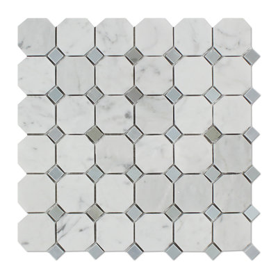 Carreau de sol et mosaïque en marbre octogone et à pois