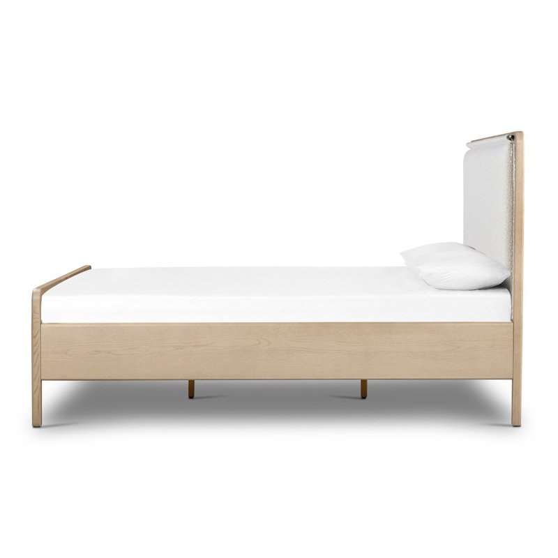 Karsten Upholstered Platform Bed, Queen, Brown/White