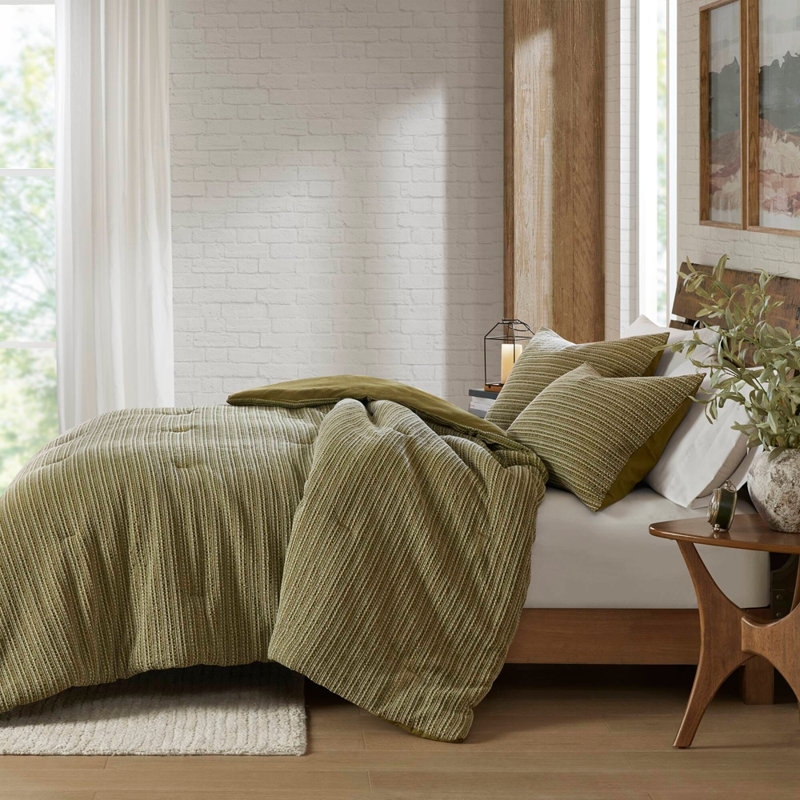 3PCS Full/Queen Waffle Washed Comforter Set