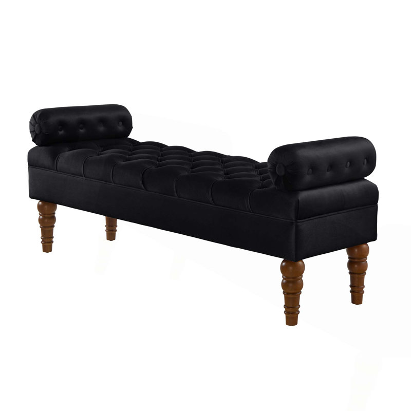 Velvet Long Bed Bench For Bedroom,Upholstered Window Bench With Tufted Button,Entryway Bench,Bolster Bench For Living Room