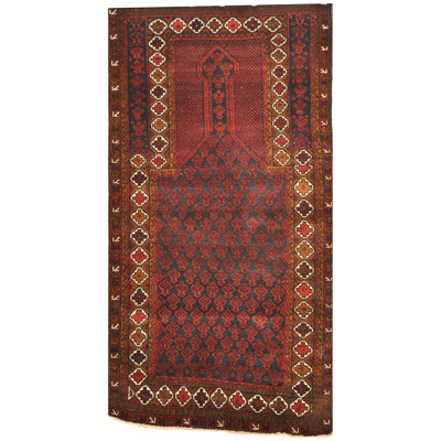 Tapis unique en laine noué à la main brun, rouge et beige de 2 pi 10 po x 5 pi 7 po années 1990