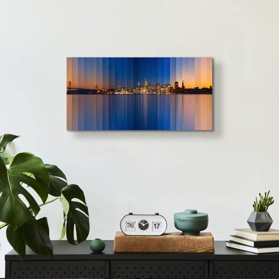 Art mural épique en verre, 48 po x 24 po, «Chrome Symphony San Francisco» par Lee Sie