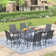 63" Patio Dining Set with Extra Large Rectangular Dining Table and 6 Stackable Armrest Chairs