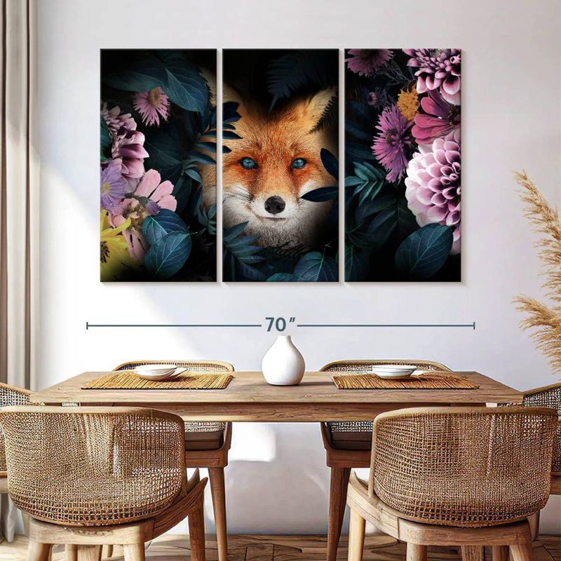 Brampt Floral Red Fox, 42" H x 65" W