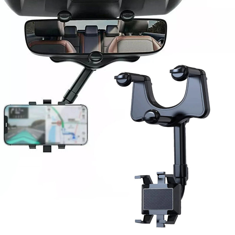 Support de téléphone, support de voiture, miroir, vue arrière, support de camion, support GPS, rotation à 360 °