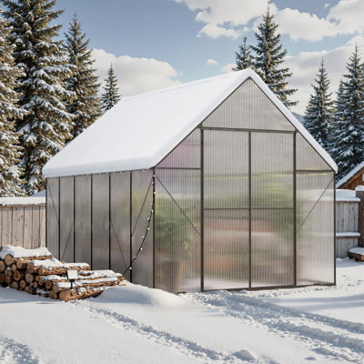 8X12 Ft Walk-In Polycarbonate Greenhouse With Ventilated Roof