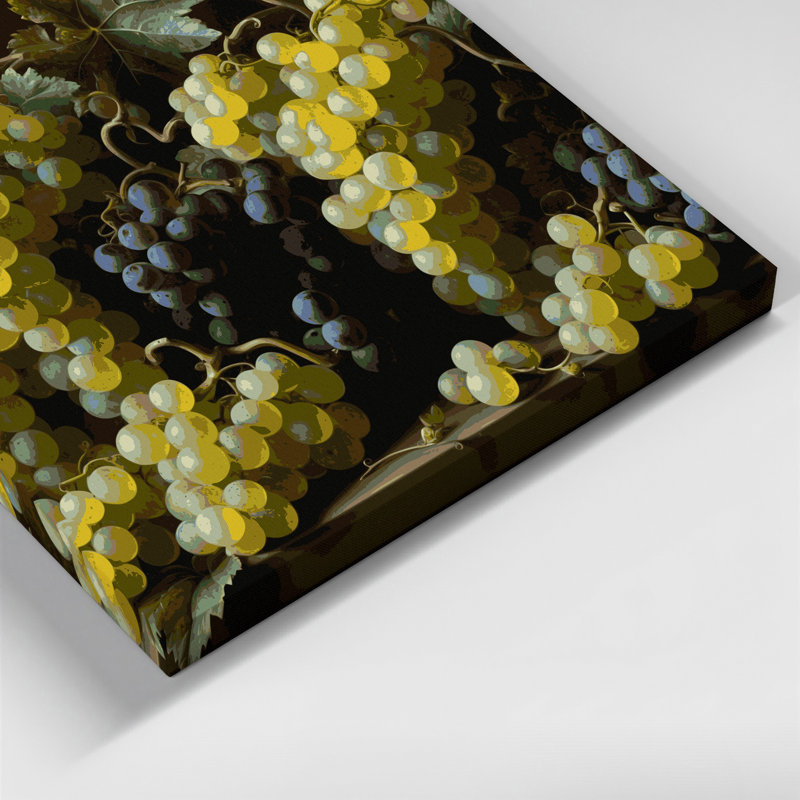 Art mural sur toile brun, raisin et fruits, H 24 po x l 36 po