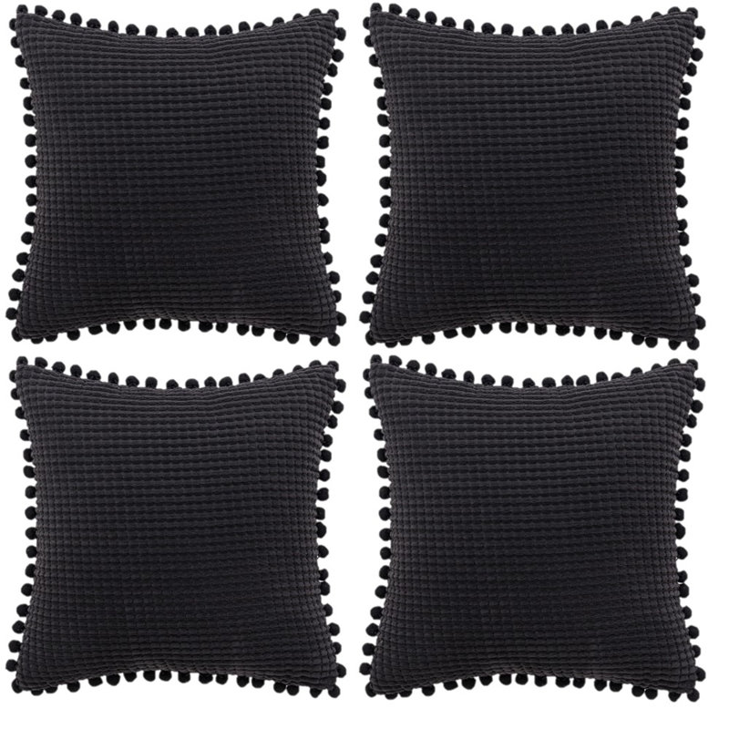  18'' Throw Pillow Cover, Black