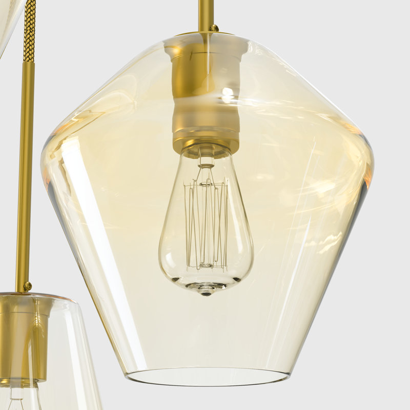 3 - Light Cluster Pendant Modern Dimmable Chandelier With Glass Shade