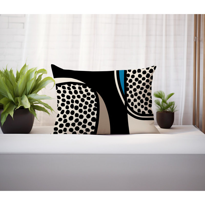 Coussin lombaire réversible intérieur / extérieur Jai Abstract, H 18 po x l 25 po, Turquoise