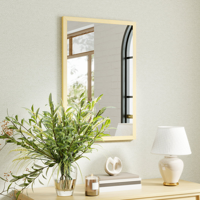 HOMCOM Decorative Rectangular Wall Mirror Wall-Mounted 60 x 40 cm Natural