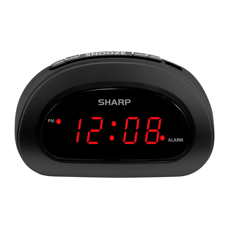 Compact Black Digital Alarm Clock with Red LED Display