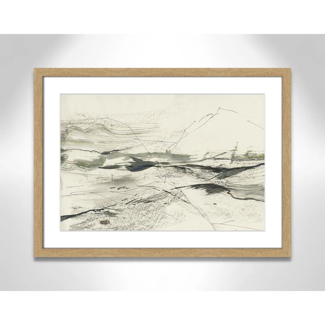 Green Sketches Print by PI Studio, 17" H x 23" W x 1.25" D, Natural Box Picture Framed, White