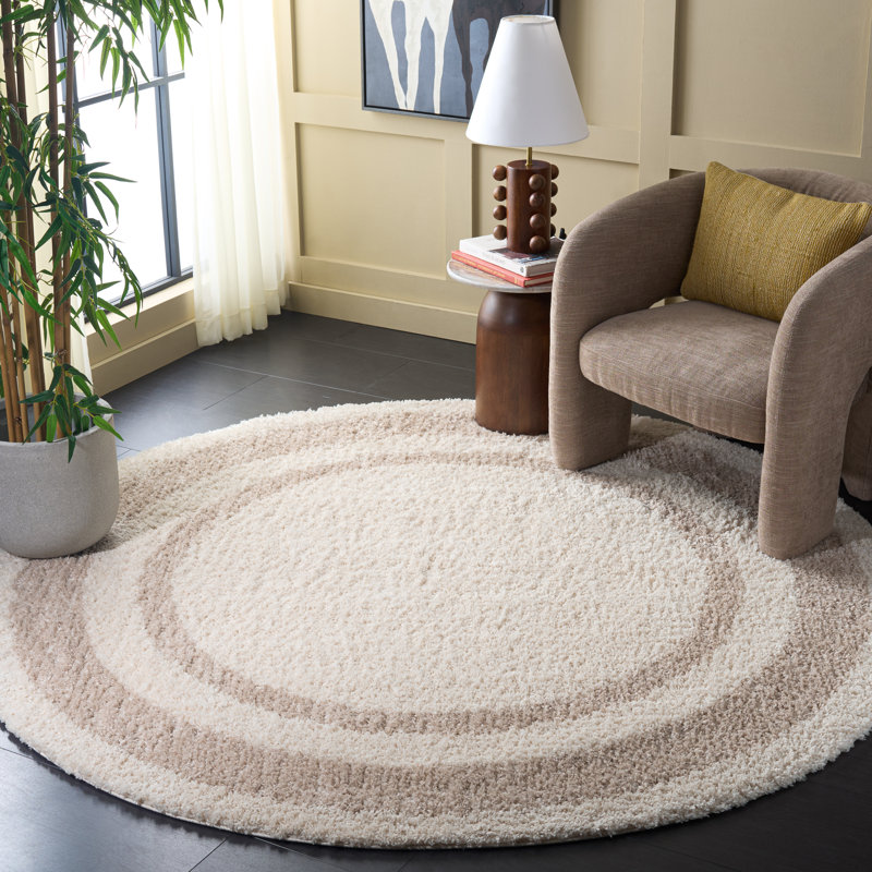 Gemma Shag 608 Performance Geometric Rug, Round 6'7"