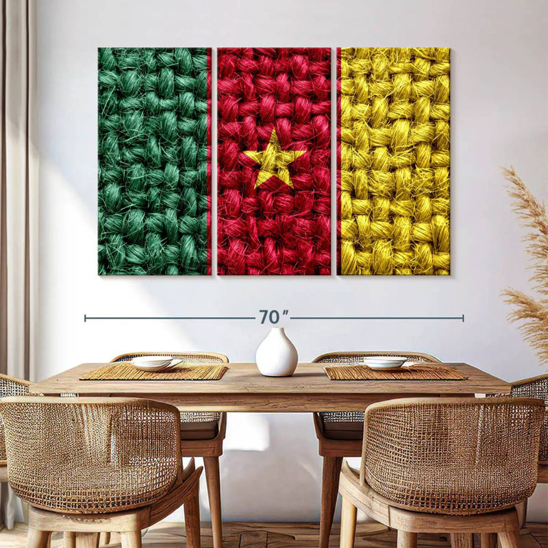 Straw Weave Cameroon Flag, 42" H x 65" W
