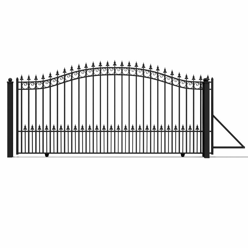 ALEKO Prague Style Iron Single Sliding Driveway Gate with Gate Opener, 14 in.