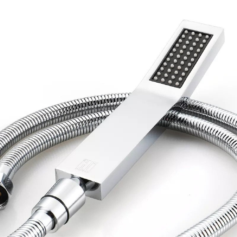 Système de pomme de douche thermostatique à pluie avec douche à main carrée Modica, Chrome poli