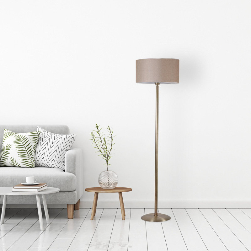 Luro Stylish Floor Lamp with Metal Body, Copper Coated Finish, 61.0 inches Tall | 17.7 inches Diameter Shade | 9.8 ft Cable, E27 Socket, Max 60W | Elegant Lighting Solution for Living Room, Bedroom & Office Spaces