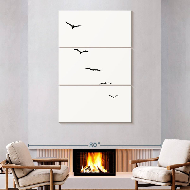 Brampt cinq oiseaux, H 74 po x l 48 po