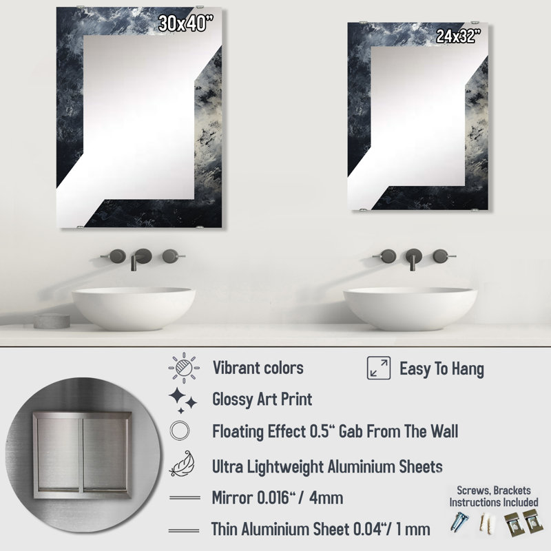 Rownan - Miroir mural Tachisme MIR136240, 40 po x 30 po