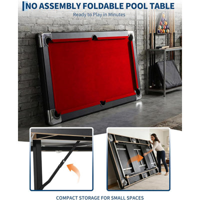 Table de billard de 7 pi, table de billard portable avec accessoires complets, tables de billard pliantes avec 2 queues, boules, brosse à craie et feutre pour les salles de jeux, loisirs à la maison