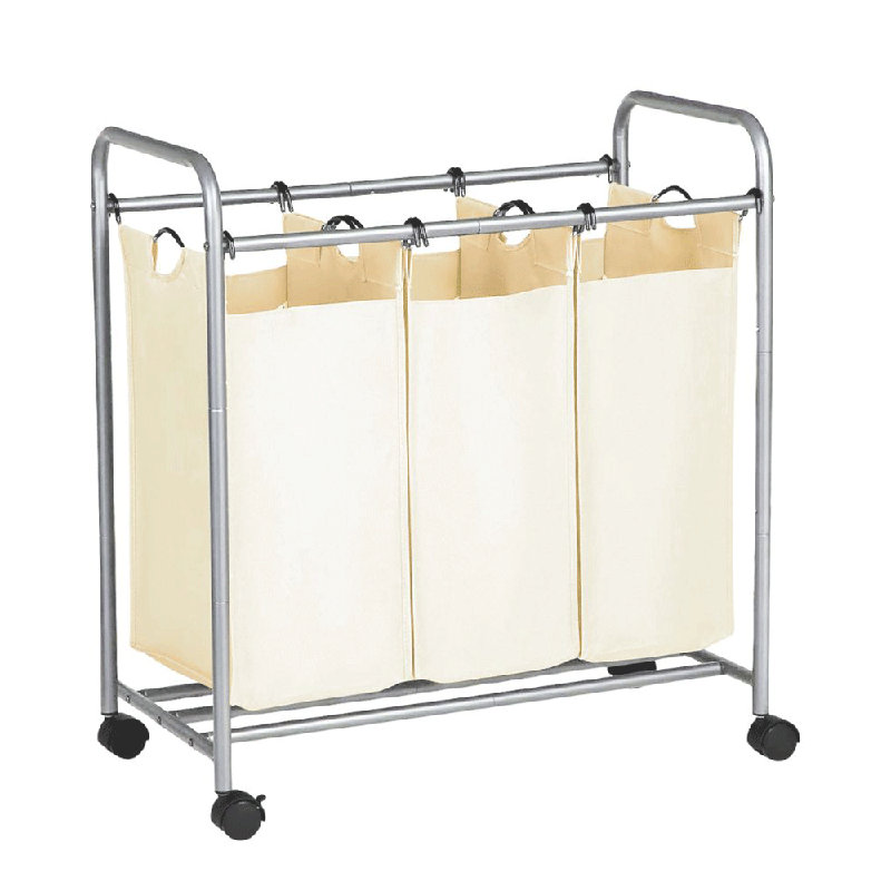 Chariot de trieur de linge 3 sacs (blanc)