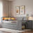 Modern Daybed With Storage Shelves, Drawers, Trundle, Charging Station, Led Light, Desk And Cabinet-119639032