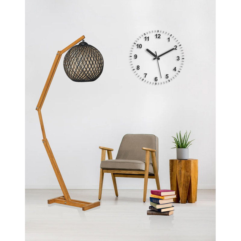 Handmade Jute Chandelier Table Lamp, Ecru & Brown/Black, 55.1 in Total Height | Pine Wood Body, Adjustable Cable (Max 78.7 in) | E27 Socket (Max 60W) | On/Off Switch | CE Certified, Perfect for Home Decor & Warm Ambiance