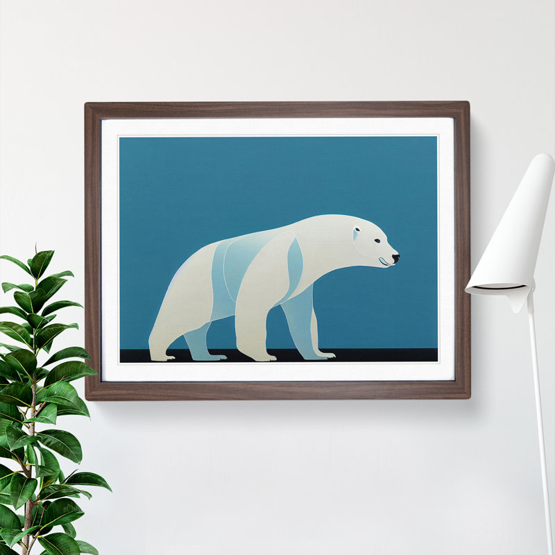 Special Abstract Polar Bear - Framed Print, 46cm H x 64cm W x 2cm D, Walnut