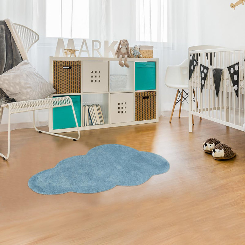 Cryal Handwoven Cotton Blue Rug, Rectangle 90 x 160cm