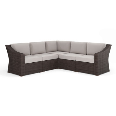 Martha Stewart Bedford Outdoor Modular Rattan Wicker 5-Seat Sectional Sofa With All-Weather Cushions by Martha Stewart