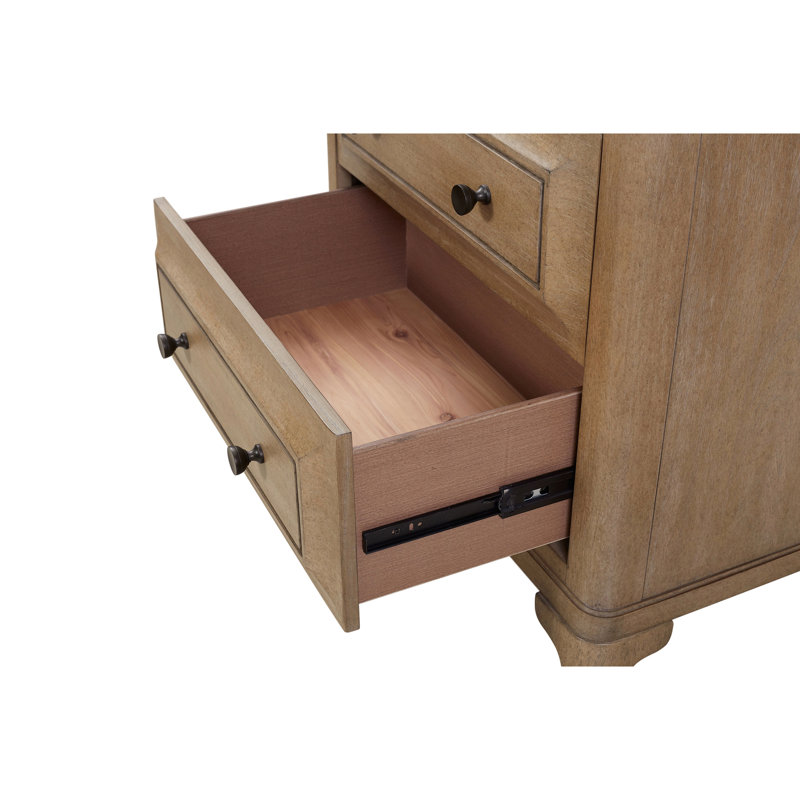 2 tables de chevet de couleur sable - Bois massif et zone de tiroir supérieure doublée de feutre, tiroir inférieur, quincaillerie sur mesure, capacité de charge 2 tiroirs de couleur, charge, + fonctionnalité