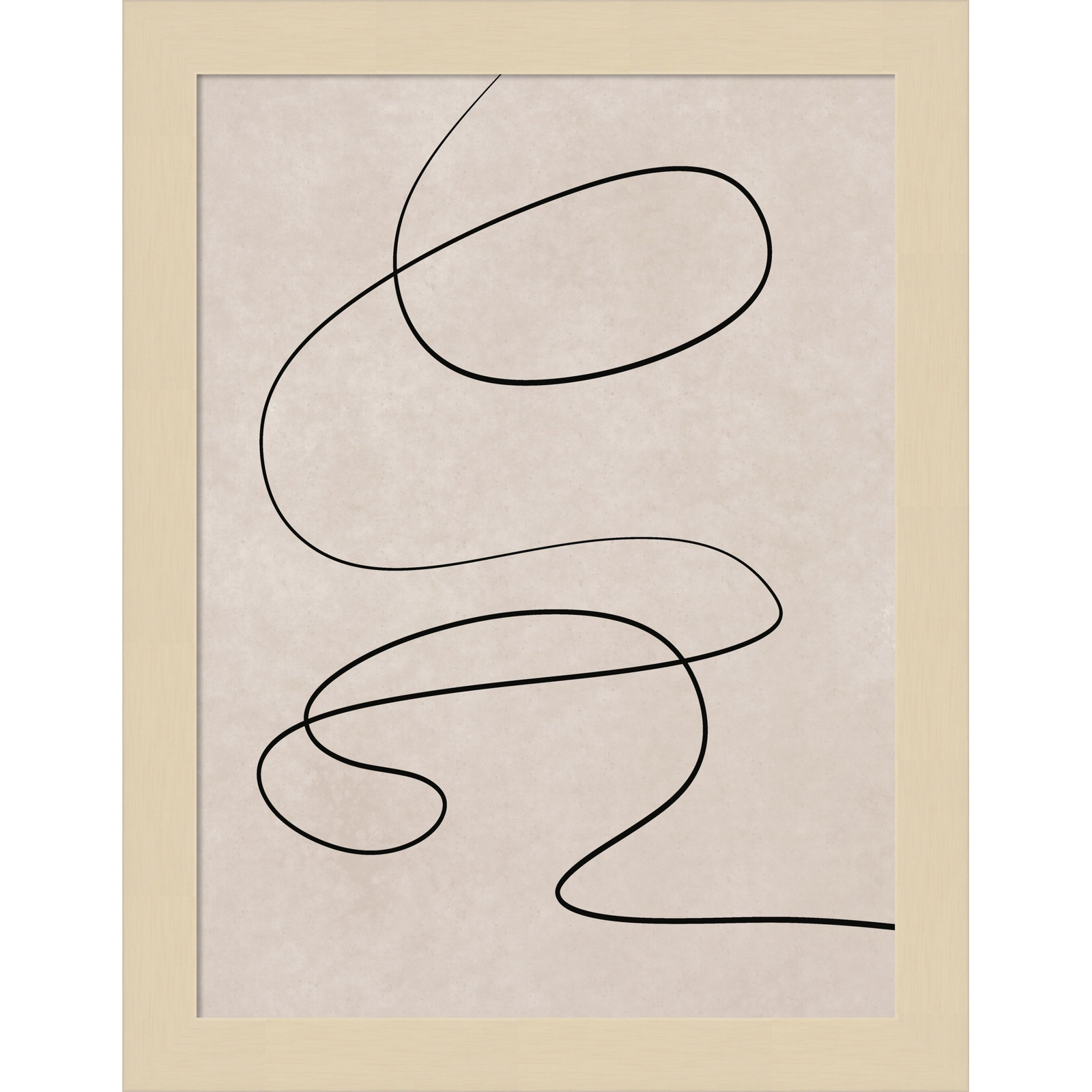 Black Line and Textured Beige Background by Little Dean Wood Framed Wall Art Print, Brown, 13" H x 10" W