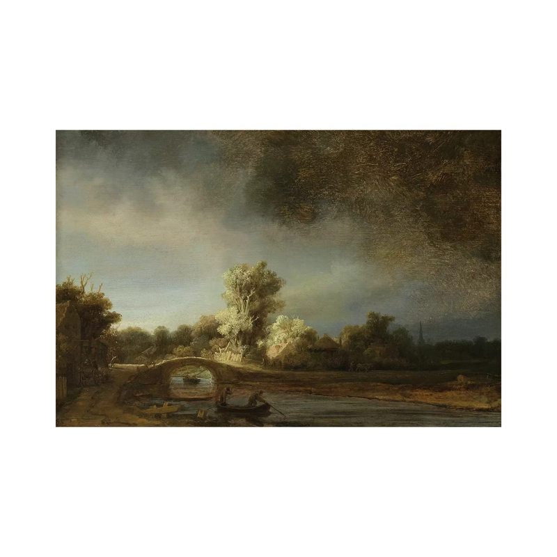 Landscape With A Stone Bridge, C.1638 by Rembrandt Van Rijn - Wrapped Canvas Print, 20.32 cm H x 30.48 cm W