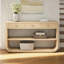 Console moderne avec 3 tiroirs à fermeture en douceur et base en bois massif-1655154125