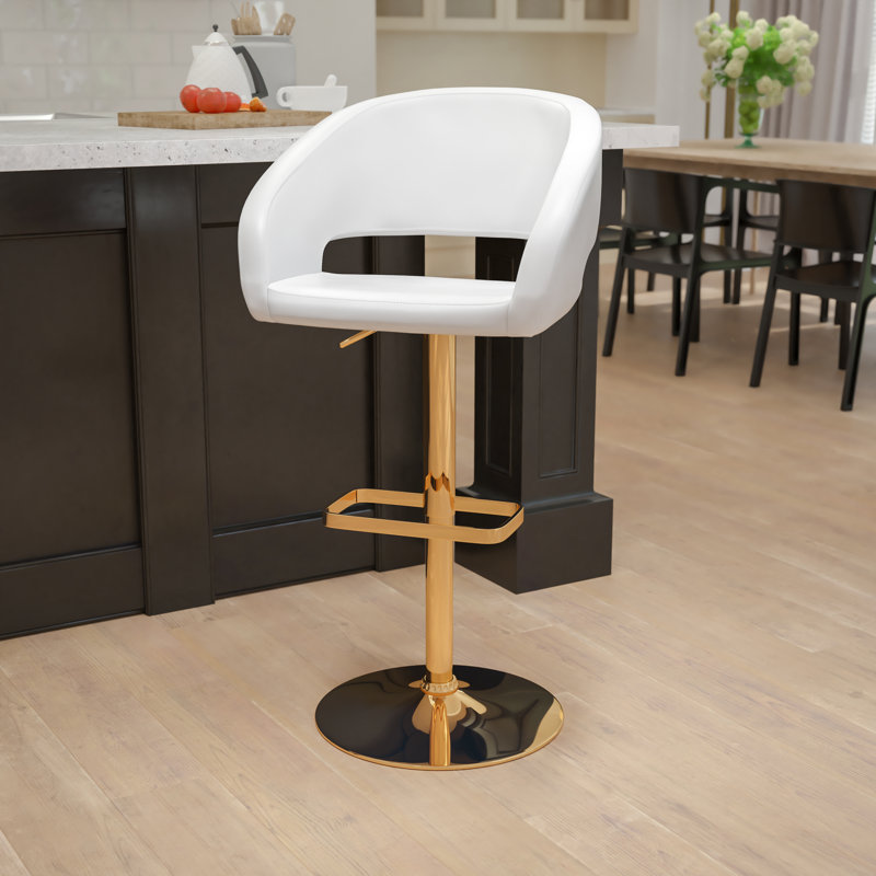 Tabouret de bar Amberlie, Blanc, Or, 1