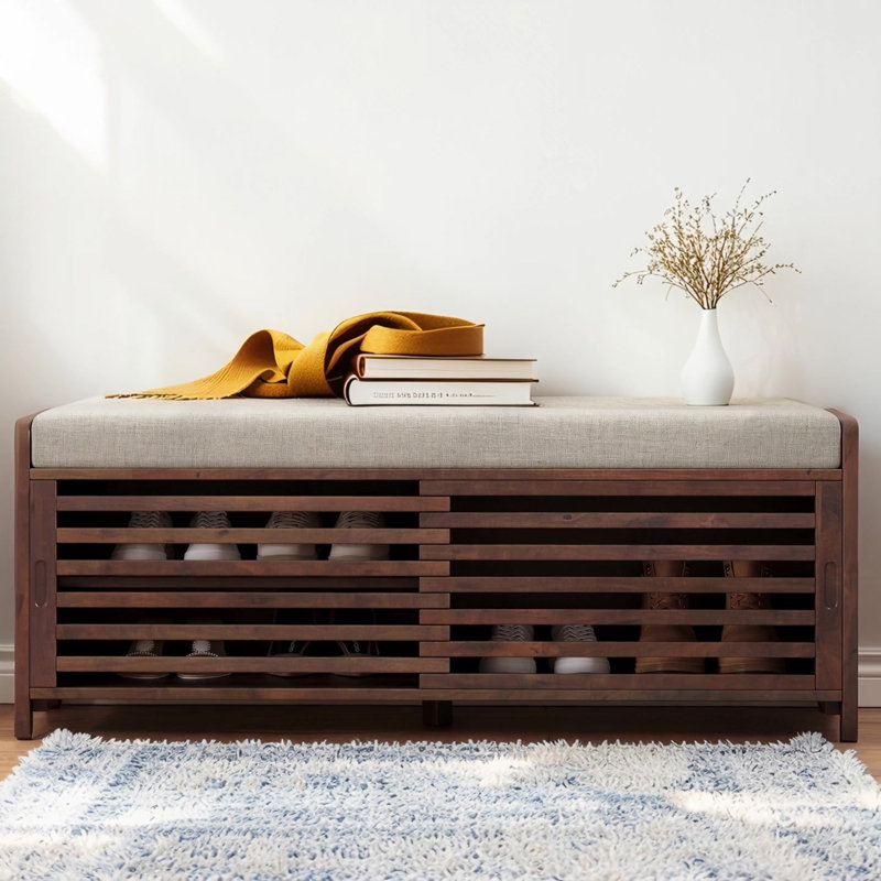 Banc à chaussures avec rangement et coussin