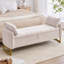 Banc de rangement moderne Lunara 66"W, capitonné, motif Teddy, à placer au pied du lit, avec pieds dorés, poche pour accoudoir et 2 coussins.-343922331-346524067