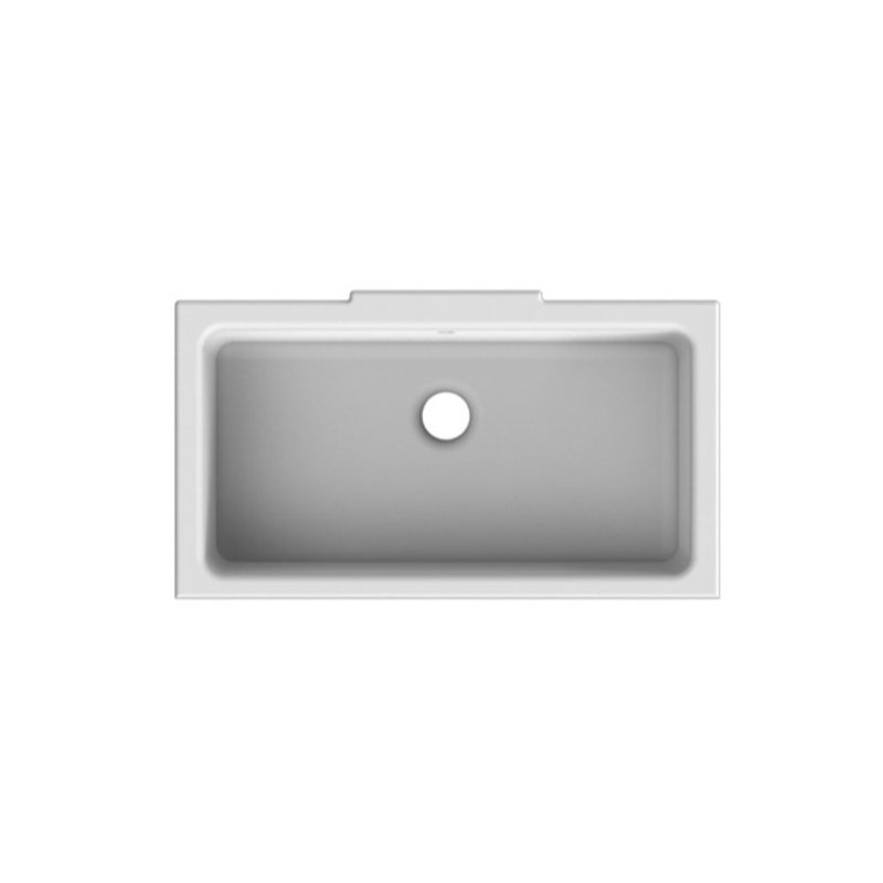 Lavabo de salle de bain encastré rectangulaire en céramique avec trop-plein Miky