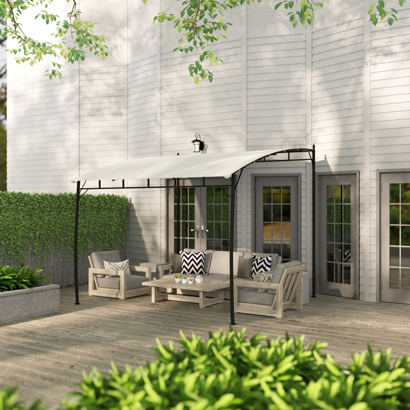 10' x 10' Outdoor Pergola Gazebo with UV-Resistant Canopy and Metal Frame, Sun Shade Shelter for Porch, Patio, Deck, Backyard, Cream White